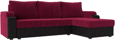 Диван угловой Mebelico Николь лайт правый (микровельвет бордовый/черный)