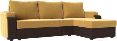 Диван угловой Mebelico Николь лайт правый (микровельвет желтый/коричневый)