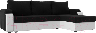 Диван угловой Mebelico Николь лайт правый (микровельвет черный/белый)