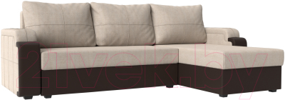 Диван угловой Mebelico Николь лайт правый (рогожка бежевый/коричневый)