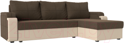 Диван угловой Mebelico Николь лайт правый (рогожка коричневый/бежевый)