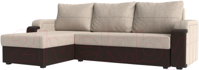 Диван угловой Mebelico Николь лайт левый (рогожка бежевый/коричневый)