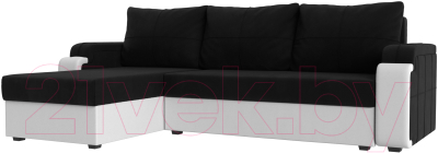 Диван угловой Mebelico Николь лайт левый (микровельвет черный/белый)