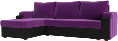 Диван угловой Mebelico Николь лайт левый (микровельвет фиолетовый/черный)