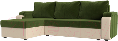 Диван угловой Mebelico Николь лайт левый (микровельвет зеленый/бежевый)