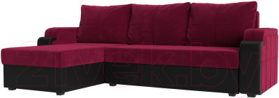 Диван угловой Mebelico Николь лайт левый (микровельвет бордовый/черный)