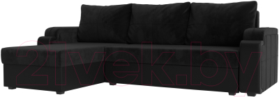 Диван угловой Mebelico Николь лайт левый (велюр черный/черный)