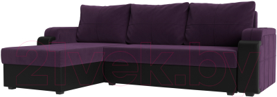 Диван угловой Mebelico Николь лайт левый (велюр фиолетовый/черный)