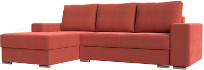 Диван угловой Mebelico Дрезден левый (микровельвет коралловый)
