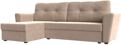 Диван угловой Mebelico Амстердам Лайт левый (велюр бежевый)