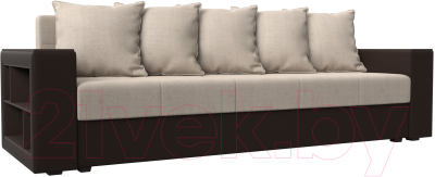 Диван Mebelico Дубай лайт (рогожка бежевый/экокожа коричневый)