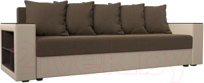 Диван Mebelico Дубай лайт (рогожка коричневый/экокожа бежевый)