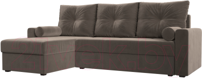 Диван угловой Mio Tesoro Верона лайт левый (велюр коричневый)
