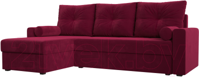 Диван угловой Mio Tesoro Верона лайт левый (микровельвет бордовый)