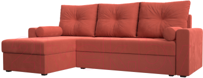 Диван угловой Mio Tesoro Верона лайт левый (микровельвет коралловый)