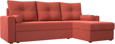 Диван угловой Mio Tesoro Верона лайт правый (микровельвет коралловый)