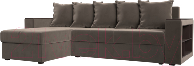 Диван угловой Mebelico Дубай лайт левый (велюр коричневый)