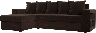 Диван угловой Mebelico Дубай лайт левый (микровельвет коричневый)