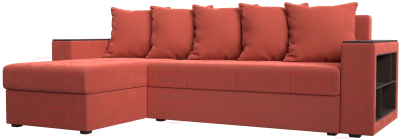 Диван угловой Mebelico Дубай лайт левый (микровельвет коралловый)