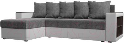 Диван угловой Mebelico Дубай лайт левый (рогожка серый/экокожа белый)