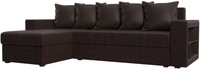 Диван угловой Mebelico Дубай лайт левый (экокожа коричневый)