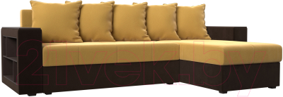Диван угловой Mebelico Дубай лайт правый (микровельвет желтый/коричневый)