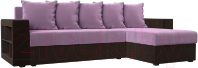 Диван угловой Mebelico Дубай лайт правый (микровельвет сиреневый/коричневый)