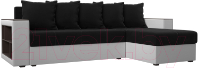 Диван угловой Mebelico Дубай лайт правый (микровельвет черный/экокожа белый)