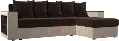 Диван угловой Mebelico Дубай лайт правый (микровельвет коричневый/бежевый)