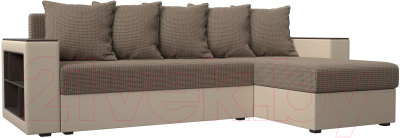 Диван угловой Mebelico Дубай лайт правый (рогожка корфу 03/экокожа бежевый)