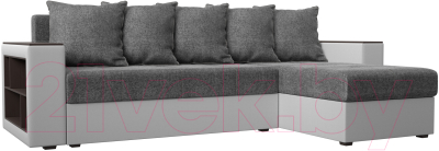 Диван угловой Mebelico Дубай лайт правый (рогожка серый/экокожа белый)
