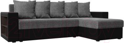 Диван угловой Mebelico Дубай лайт правый (рогожка серый/экокожа черный)