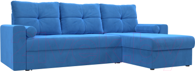Диван угловой Mio Tesoro Верона правый (велюр, голубой)