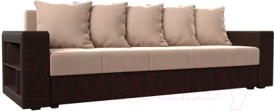 Диван Mebelico Дубай лайт (велюр бежевый/экокожа коричневый)