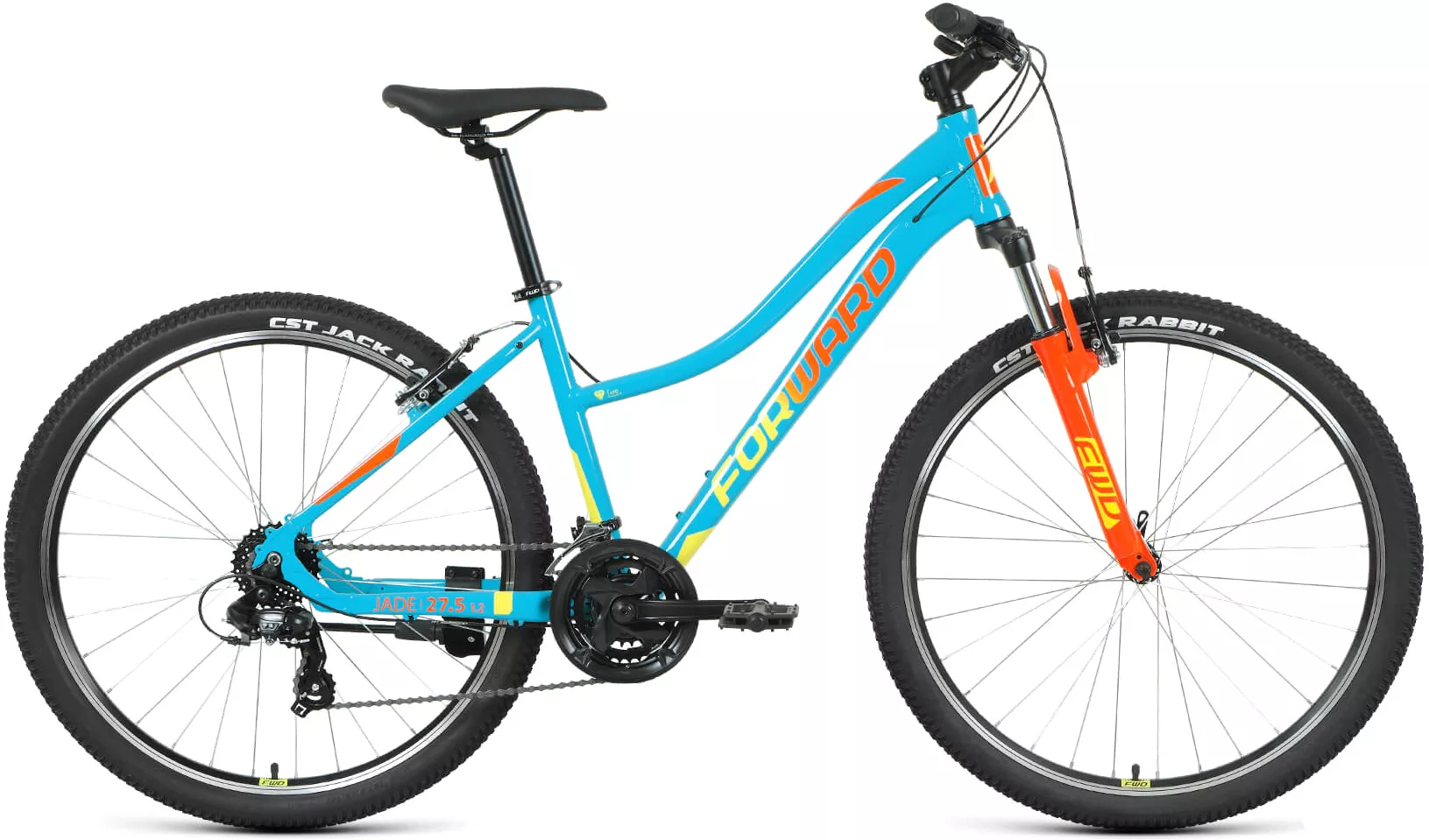 Велосипед Forward Jade 27.5 1.0 2022 (бирюзовый/желтый)