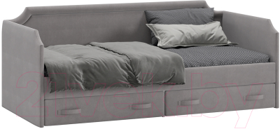 Кровать-тахта ТриЯ Кантри ТД-308.12.02 тип 1 90x200 (велюр светло-серый)