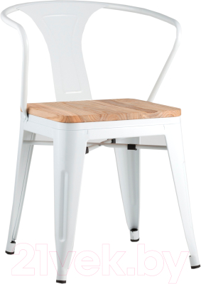 Стул Stool Group Tolix Arm Wood / YD-H440AR-W LG-02 (белый глянцевый/светлое дерево)