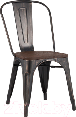 Стул Stool Group Tolix / YD-H440B-W MS-01-1 (черный/патина золото/темное дерево)