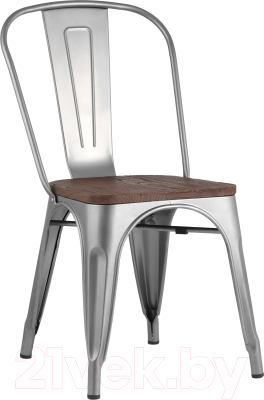 Стул Stool Group Tolix Wood / YD-H440B-W YG-15 (серебристый матовый/темное дерево)
