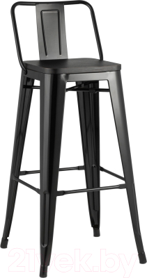 Стул барный Stool Group Tolix Wood со спинкой / YD-H765E-W LG-01 (черный глянцевый/темное дерево)