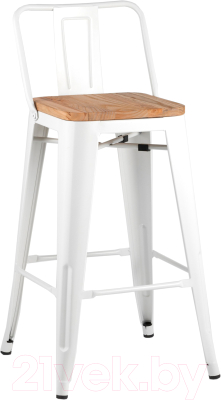 Стул барный Stool Group Tolix Wood со спинкой / YD-H765E-W LG-02 (белый глянцевый/светлое дерево)