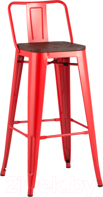 Стул барный Stool Group Tolix Wood со спинкой / YD-H765E-W LG-03 (красный глянцевый/темное дерево)