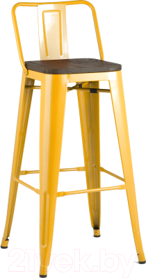 Стул барный Stool Group Tolix со спинкой / YD-H765E-W LG-06 (желтый глянцевый/темное дерево)