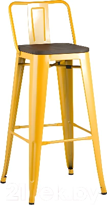 Стул барный Stool Group Tolix со спинкой / YD-H765E-W LG-06 (желтый глянцевый/темное дерево)