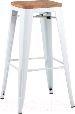 Табурет барный Stool Group Tolix Wood / YD-H765-W LG-02 (белый глянцевый/светлое дерево)