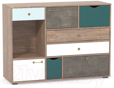 Комод Mobi Вайс 10.104 (морское дерево винтаж К 015PW/камень темный/бензин 0244 SU/белый премиум)