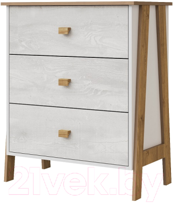 Комод Мебель-КМК Скандинавия 1 0905.13 (бетон светлый/дуб наварра)