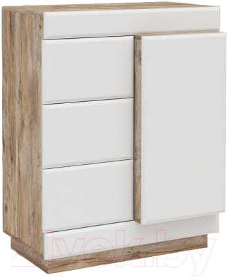 Тумба Мебель-КМК Роксет 1Д3Я 0554.2 (дуб юккон/белый глянец)