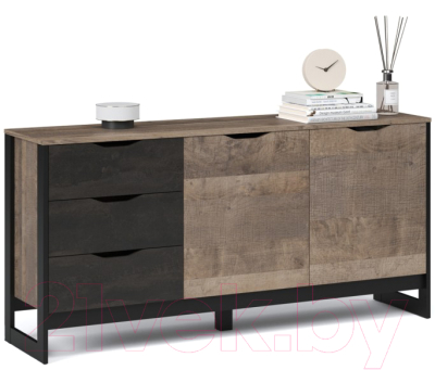 Комод Империал Стокгольм 2д 3ящ (дуб гранж песочный/железный камень)