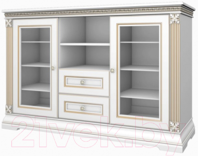 Комод WellMaker Патриция Скандия К3-150 (альпийский/латунь)